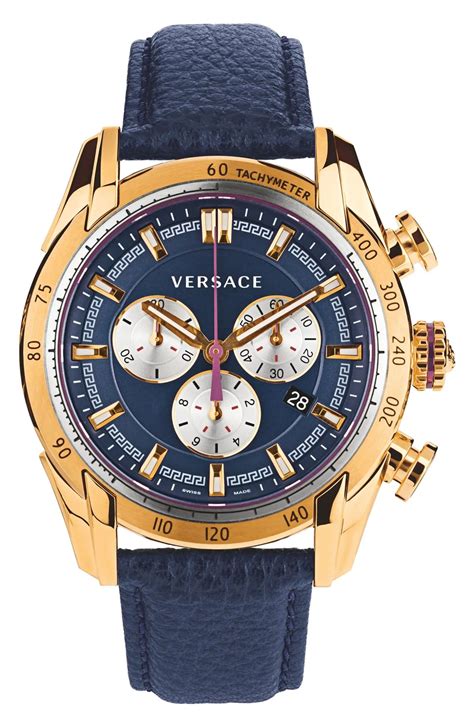 Versace Men S Swiss Chronograph V Ray Leather Strap Watch Mm Leather