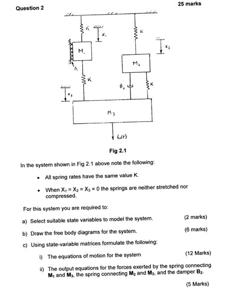 Solved Question 2 25 Marks Fig 2 1 In The System Shown In Chegg