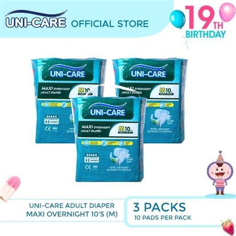 Uni Care Maxi Overnight Adult Diaper 10s Medium Pack Of 3 Lazada Ph