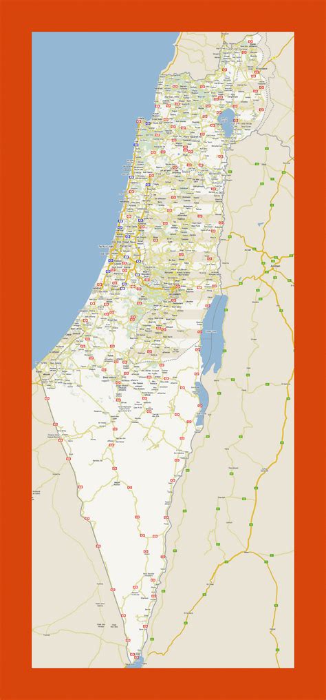 printable road map  israel