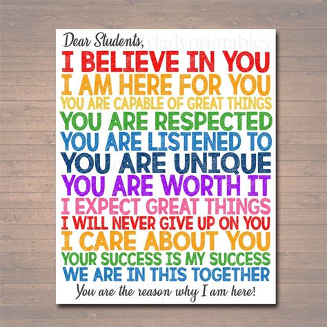 Dear Students Classroom Teacher Poster Sign Teacher Posters Dear