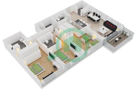 Floor Plans For Type B Bedroom Apartments In Th Bayut Dubai