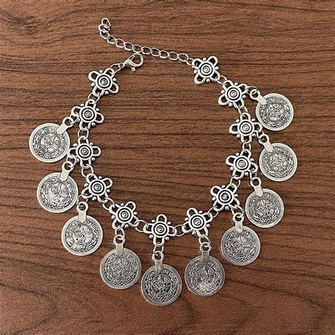 Pulseiras Em Liga De Metal Vintage Coin Bracelet Corrente De P S De