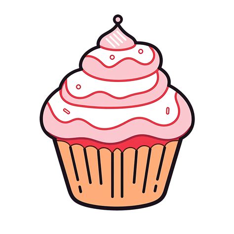 Cupcake Cute Cartoon Isolated On Transparent Background Digital