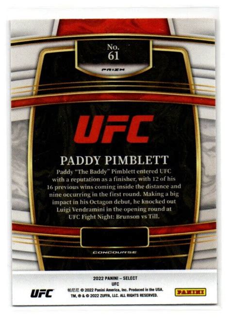 Panini Select Ufc Paddy Pimblett Orange Flash Prizm Rookie Card Ebay