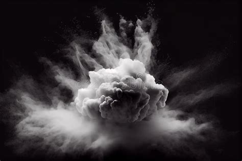 Realistic White Smoke Explosion Over a Black Background. Big Smoke ...