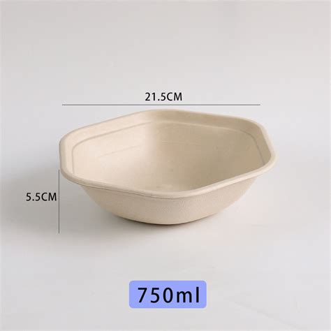 Eco Friendly Disposable Food Container Bagasse Sugarcane Hexagon Bowl