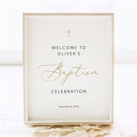 Elegant Baptism Welcome Sign Template Elegant Gold Script Small