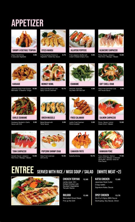 Our Menu Hana Sushi And K Chicken