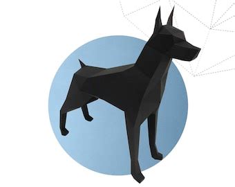 Papercraft D Doberman New Head Pepakura Pdf Template Low Etsy Uk