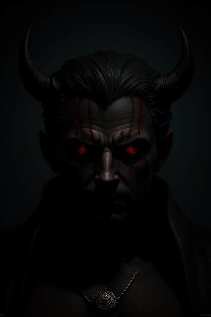 Premium Photo | A dark portrait of a demon with red eyes and red eyes.