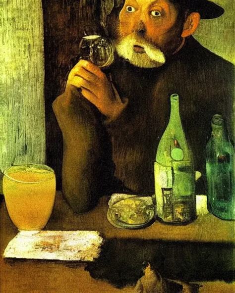 The Absinthe Drinker By Edgar Degas Painting By Stable Diffusion