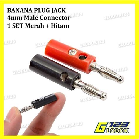 Jual Jack Jek Banana Jantan Male Audio Plug Pisang Merah Hitam Konektor