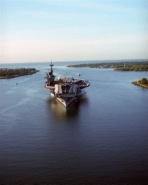 An Aerial Bow View Of The US Navy USN Forrestal Class Aircraft