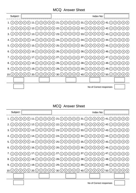 mcq  blank answer sheet