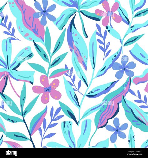 Colorful Vivid Psychedelic Tropical Seamless Pattern Vector Hand Drawn