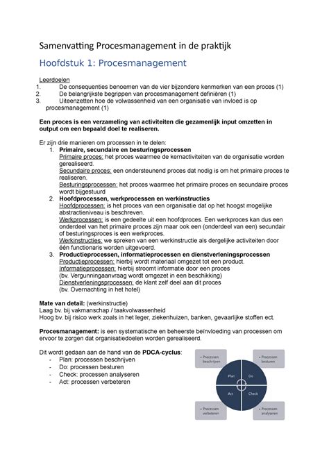 Samenvatting H1 Procesmanagement Er Zijn Drie Manieren Om Processen