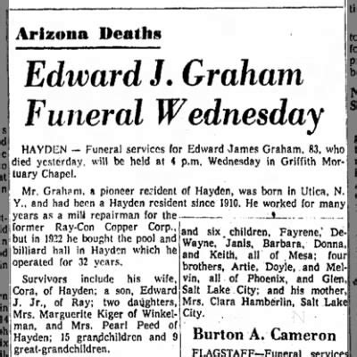 Obituary For Edward J Graham Aged Newspapers