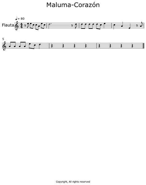 Maluma Corazón Sheet music for Flute