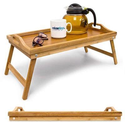 Bamboo Wooden Bed Tray With Folding Legs Serving Breakfast Lap Tray ...