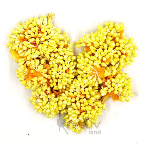 Тычинки для цветов набор/ цв.желтый с блестками/ д.5мм/ уп.144шт./ фас ...