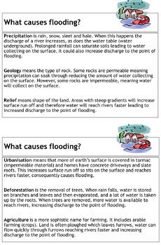 Worksheet - Causes of flooding | UK Teachers | TPT