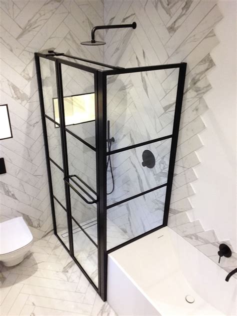 Drench black end of bath shower screen | Small shower room, Small bathroom makeover, Bathroom design