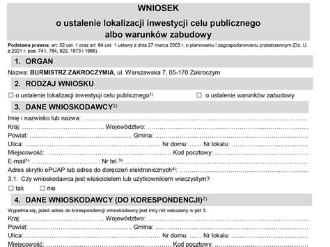 Nowy Formularz Wniosku O Ustalenie Lokalizacji Inwestycji Celu