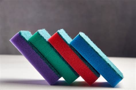 Premium Photo Multi Colored Sponges For Washing Dishes Close Up