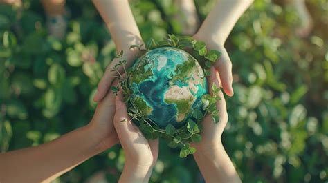 Premium Photo World Earth Day ConceptHands Of People Embracing Green