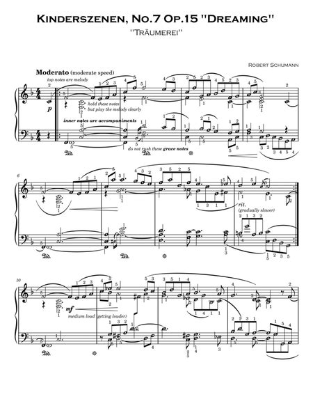 Traumerei By Schumann Dreaming Piano Sheet Music With Note Names