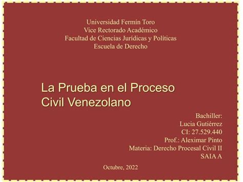 La Prueba En El Proceso Civil Venezolano Ppt