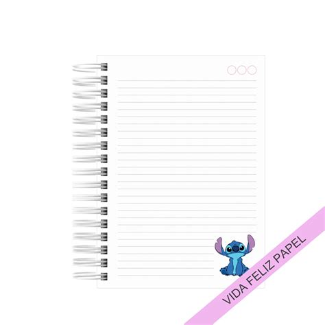 Caderno Personalizado Stitch Vida Feliz Papelaria Personalizada