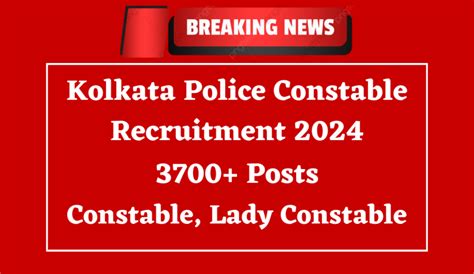 Kolkata Police Constable Recruitment 2024 PDF Online Form For 3734