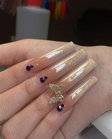 ʙ ᴇ ɴ ᴢ Nails Sparkle nails Long square acrylic nails