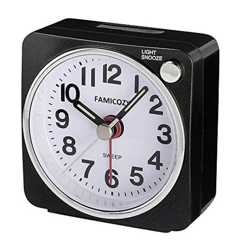 Famicozy Small Lightweight Travel Alarm Clock Silent Non Ticking