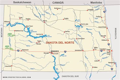 Mapa De Dakota Del Norte Estados Unidos