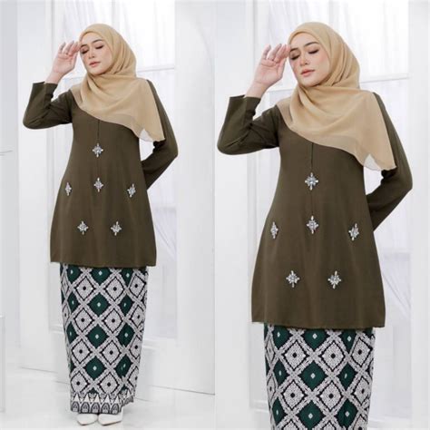 XS 5XL DARK OLIVE RIAU BATEK BATIK DIAMOND PLUS SIZE TUNANG