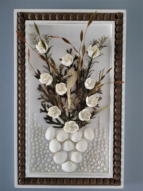 Seashell Wall Art, Coastal, Nautical, Beach Decor, Seashell Flowers ...