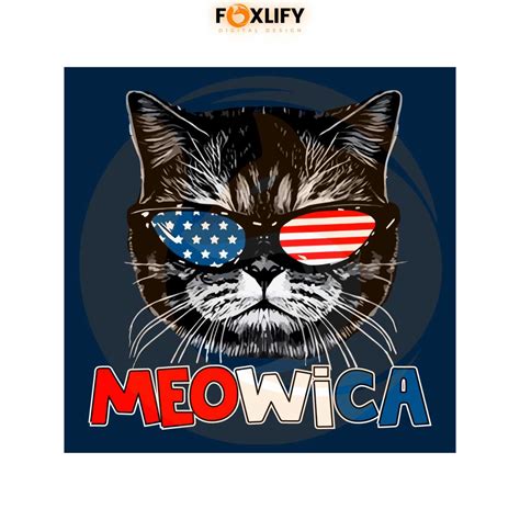 Meowica 4th Of July Cat American Flag Svg Cutting File