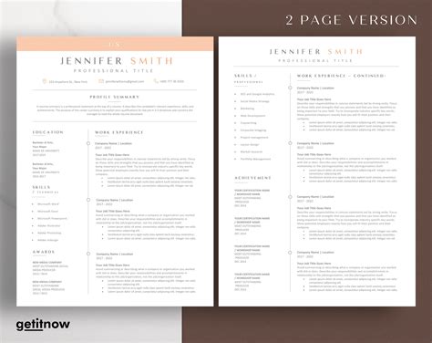 Resume Template Google Docs, Modern Resume Template Word, Simple Resume ...