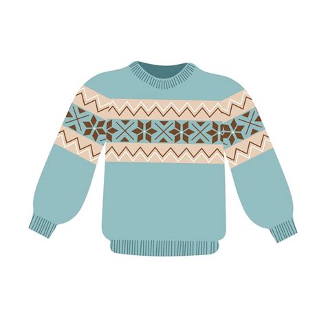 Cute Knitted Sweater Hand Drawn Flat Cartoon Vector Isolated