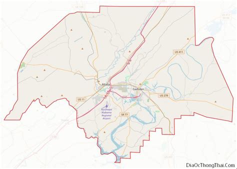 Map of Etowah County, Alabama - Thong Thai Real