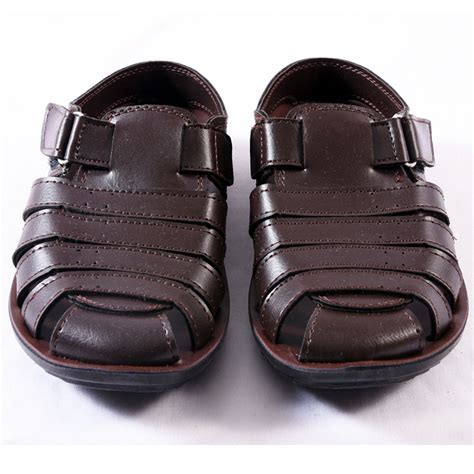 Men S Fully Covered And Closed Toe Pu Leather Dark Brown Sandals