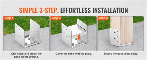 vevor pcs  concrete deck post anchor base adjustable metal bracket