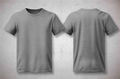 Premium Photo | Grey male tshirt realistic mockup set from front and back view