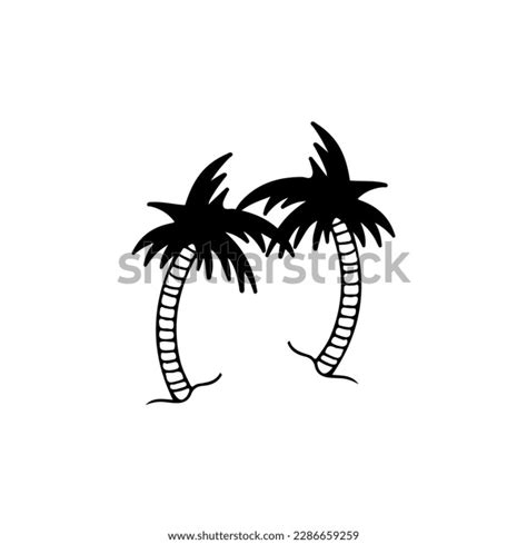 Vector Illustration Silhouette Two Coconut Trees Stock Vector Royalty