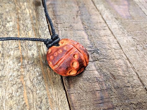 Hand Carved Avocado Stone Necklace With Dots Pattern Jennibeemine