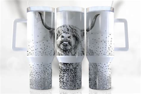 Highland Cow Glitter Custom Stanley Cup Oz Oz Tumbler With Handle