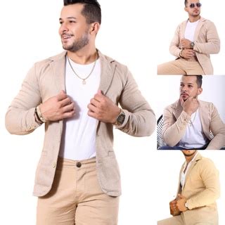 Cardigan Masculino Sobretudo Blazer Casaco Luxo Bege Shopee Brasil